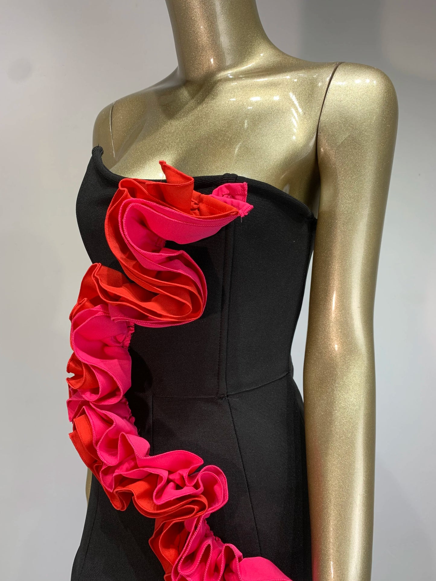 Strapless Ruffle Jumpsuit Black HV1604
