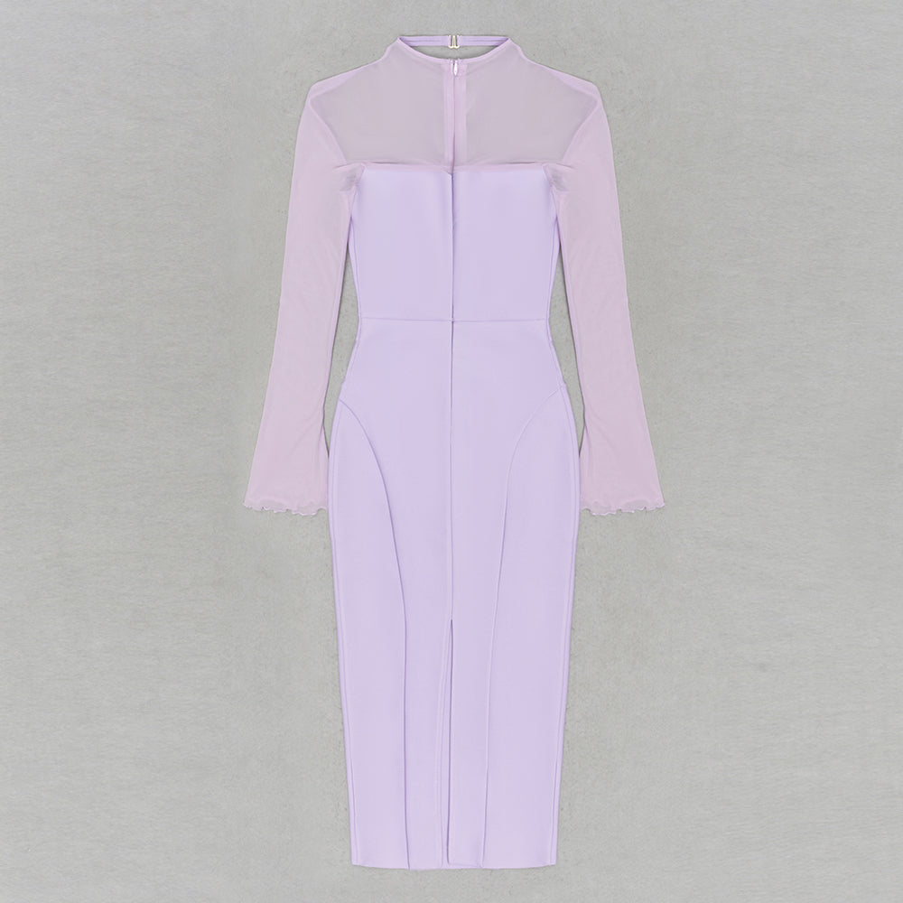Mesh Long Sleeve Midi Dress HV9757