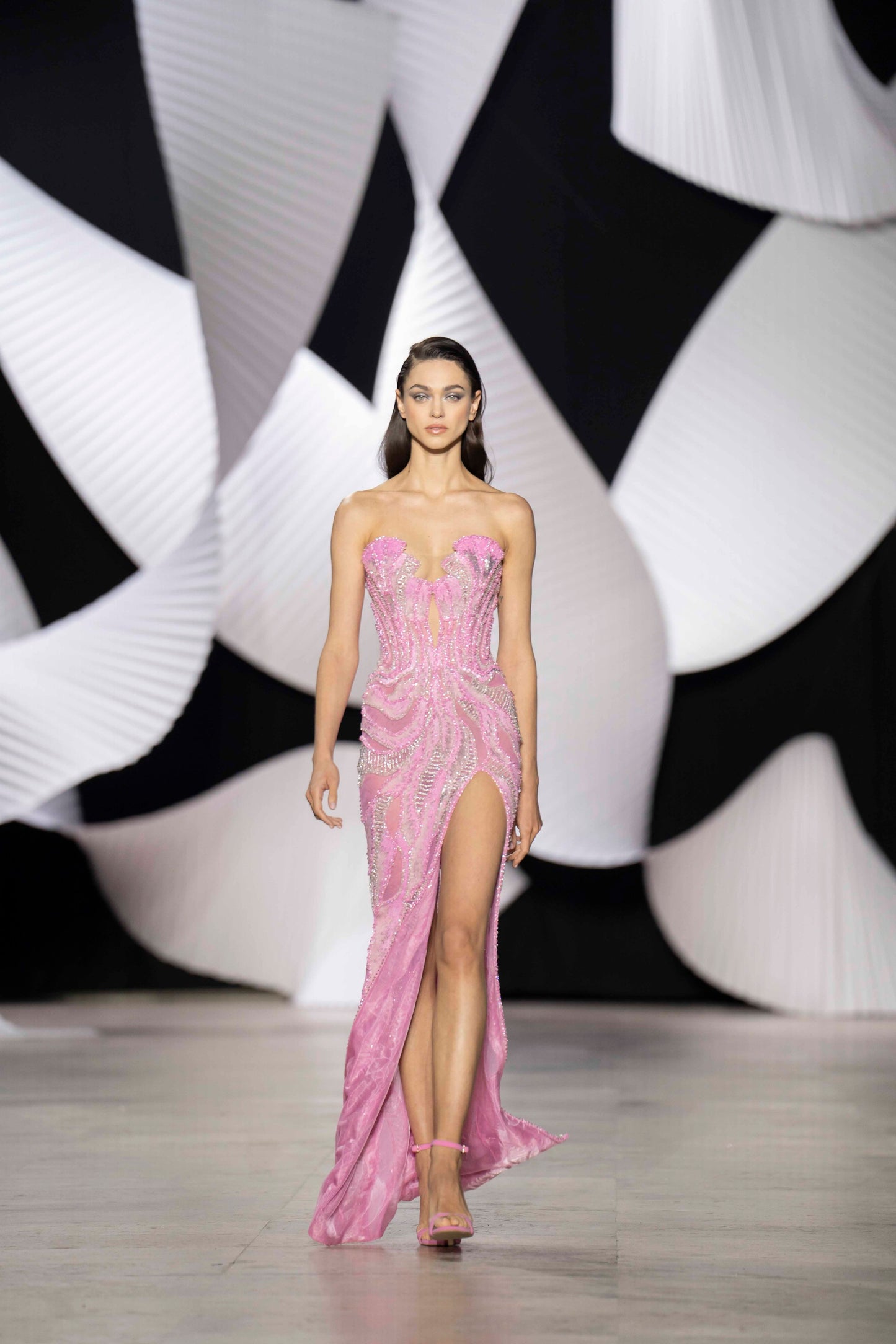 Strapless Sequin Maxi Dress Pink HV1966