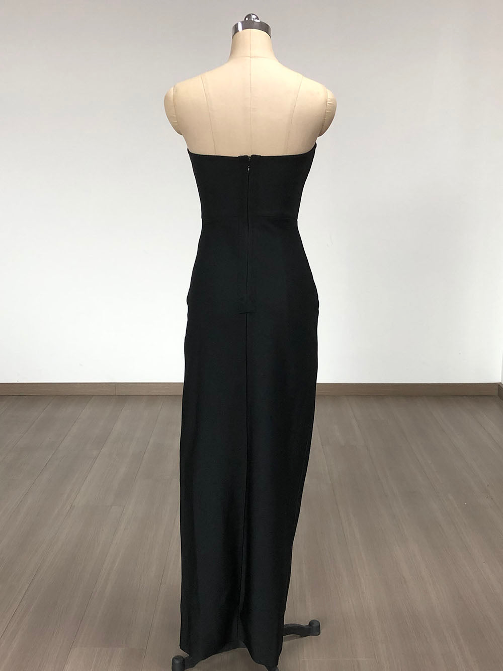 Strapless Design Crystal Detail Maxi Dress Black