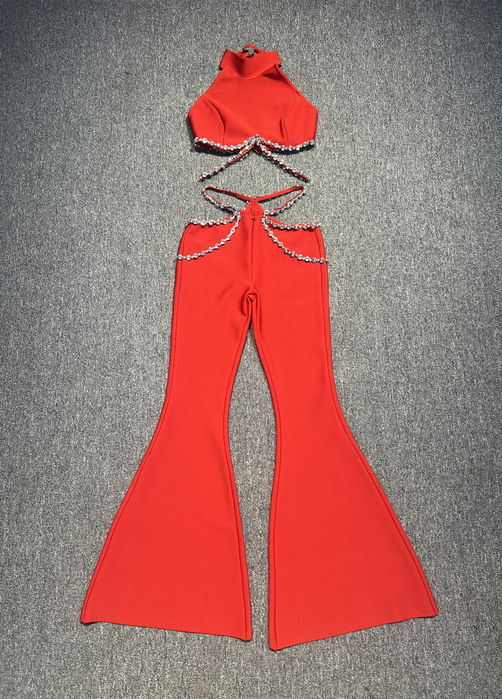 Halter Crystal Two Piece Jumpsuit HV9904