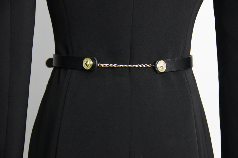 Long Sleeve Square Neck Dress Black