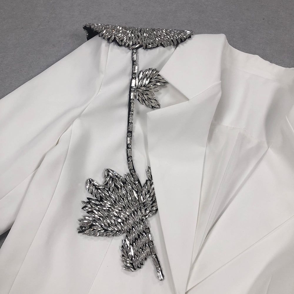 Long Sleeve Floral Detail Blazer White HV1354