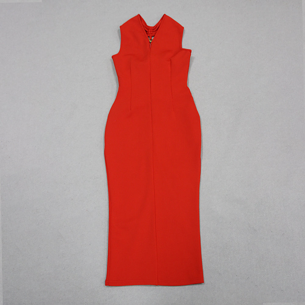 Halter Chain Detail Midi Dress HV1391
