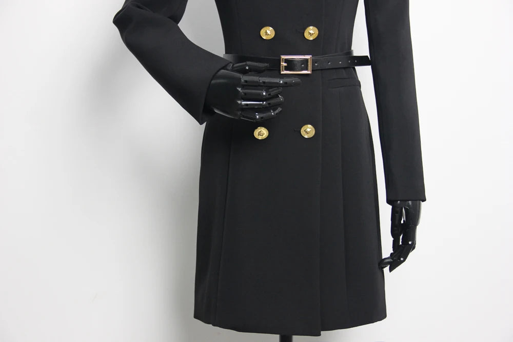 Long Sleeve Square Neck Dress Black