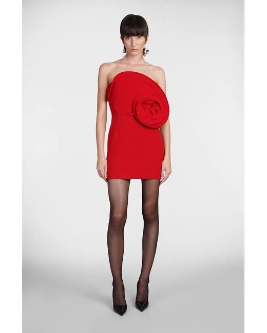 Strapless Flower Dress Red HV1896