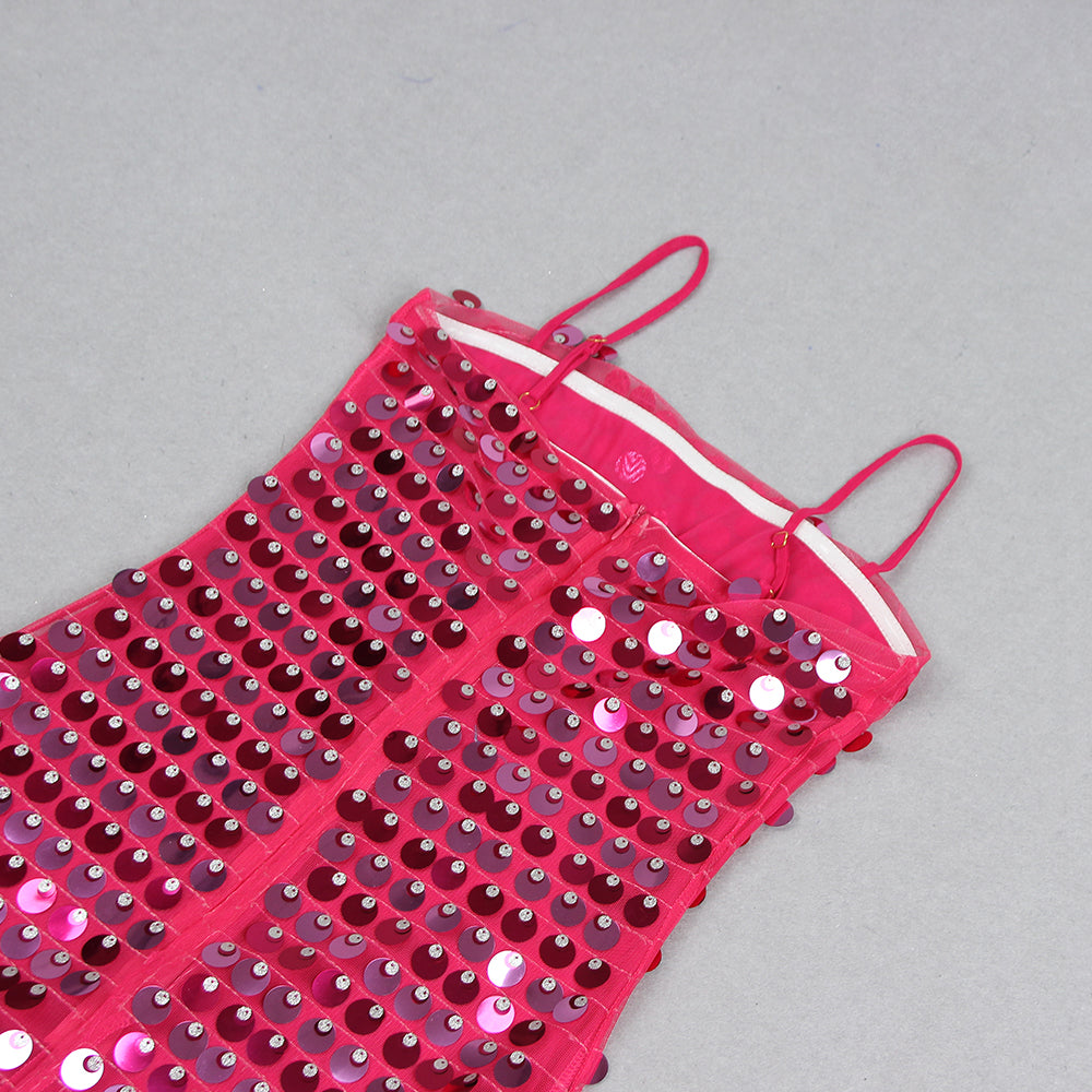 Big Sequin Maxi Dress Hot Pink HV9114