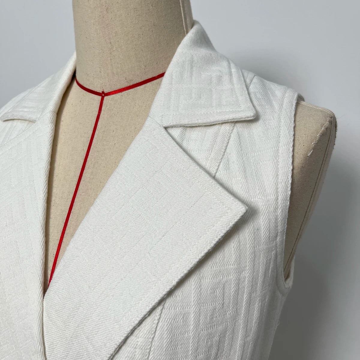 Sleeveless Jacquard Blazer Dress Peach