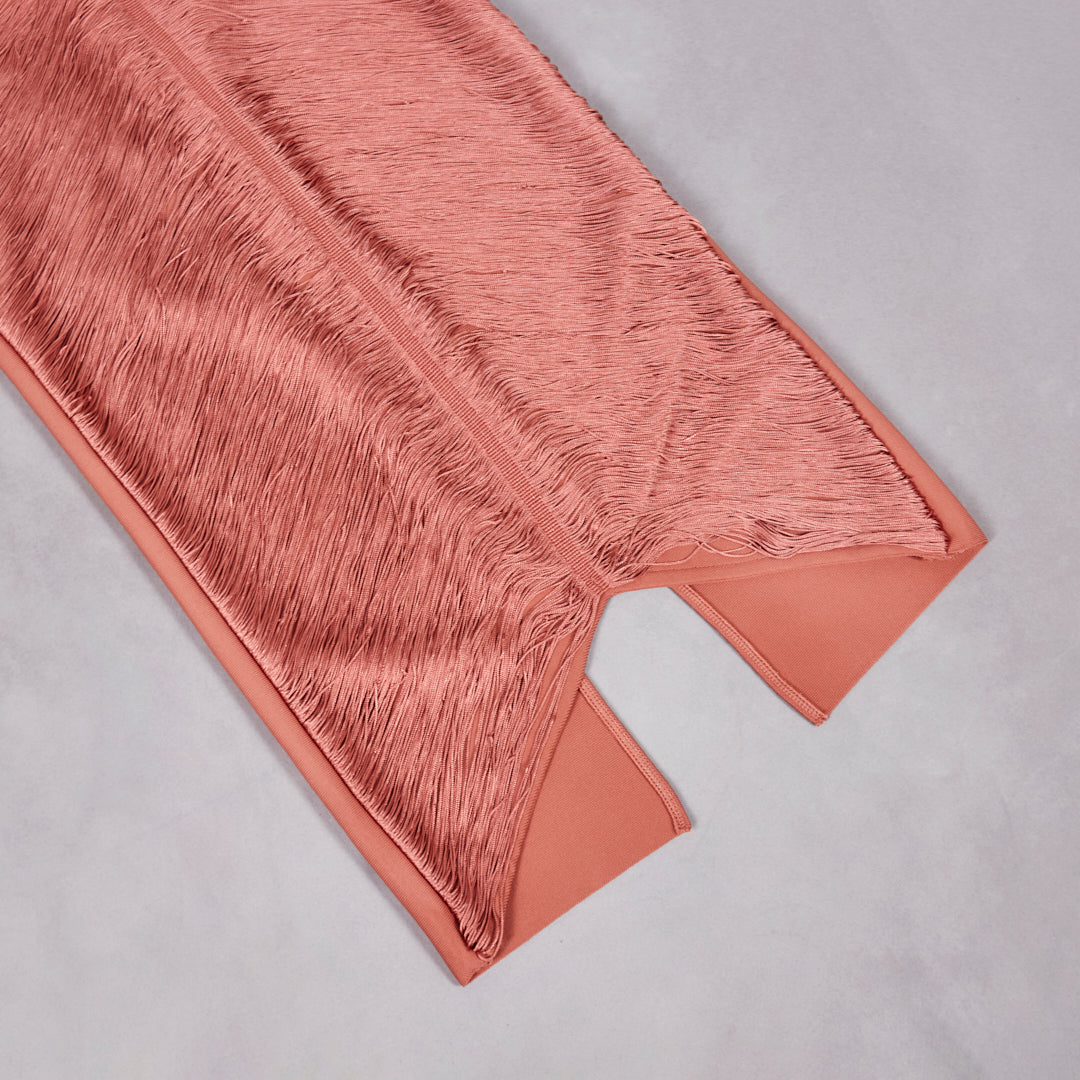 Halter Tassel Detail Maxi Dress Rust