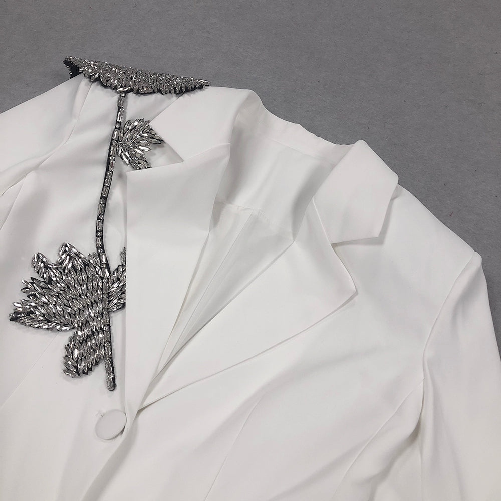 Long Sleeve Floral Detail Blazer White HV1354
