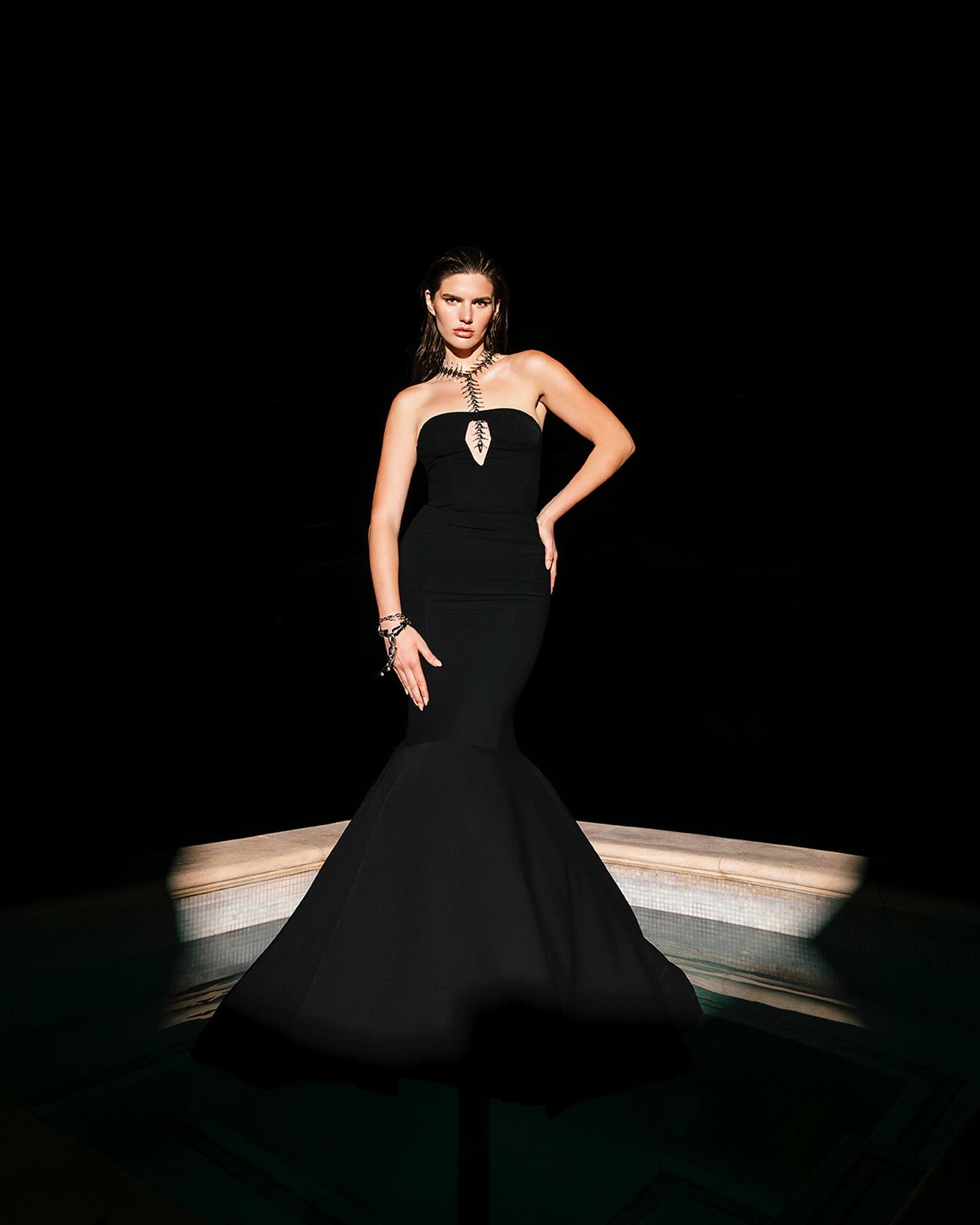 Strapless Mermaid Maxi Dress Black HV2078