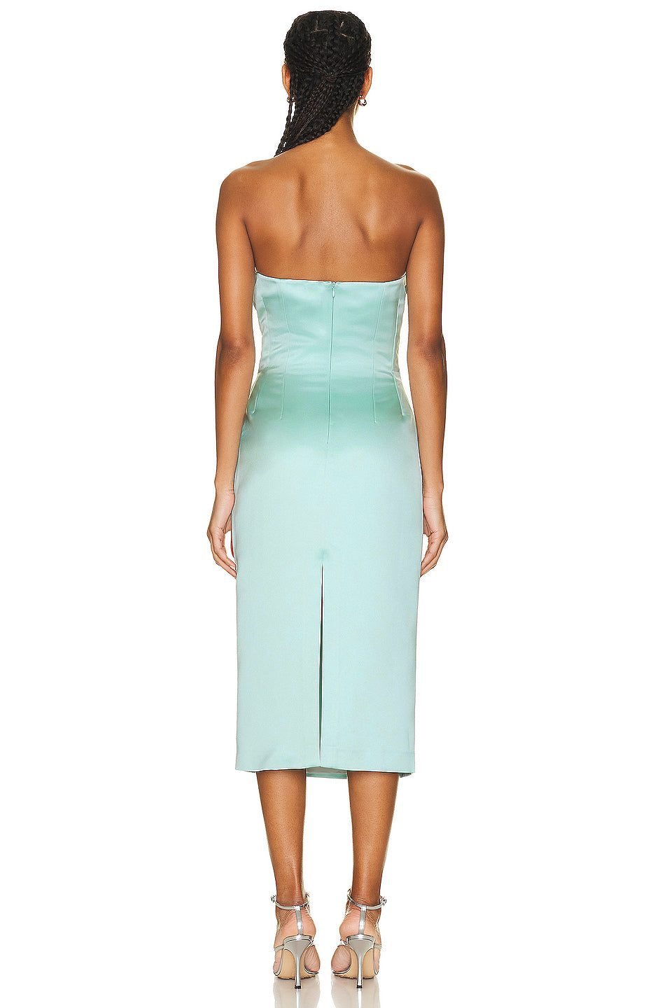 Strapless Crystal Bustier Midi Dress Green HV9616