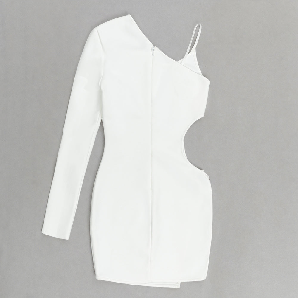 One Sleeve Cut Out Dress White HV9640