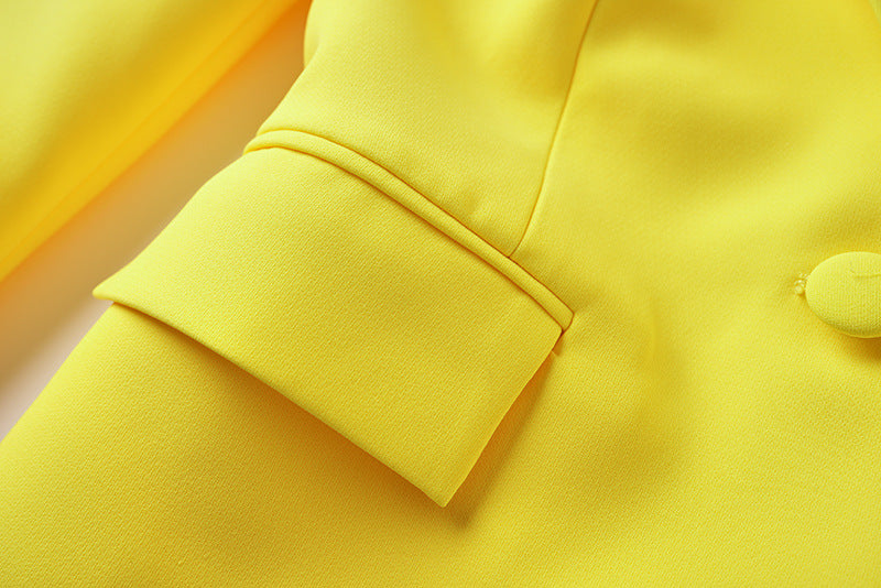 Long Sleeve Feather Detail Blazer Yellow Purple