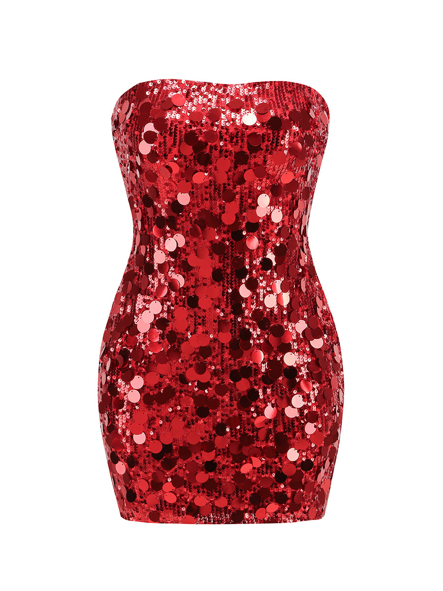 Strapless Big Sequin Dress HV1206
