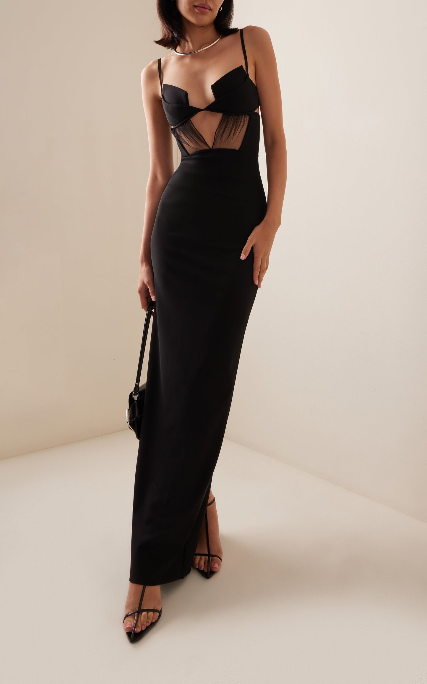 Mesh Insert Maxi Dress Black HV2094