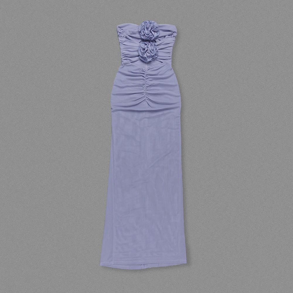 Strapless Floral Maxi Dress Purple HV1422