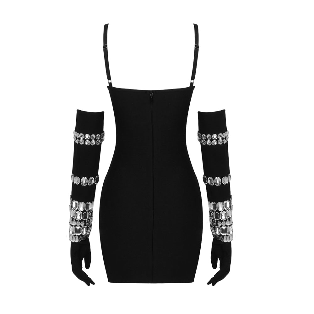Crystal Embellished Bodysuit Black HV9511