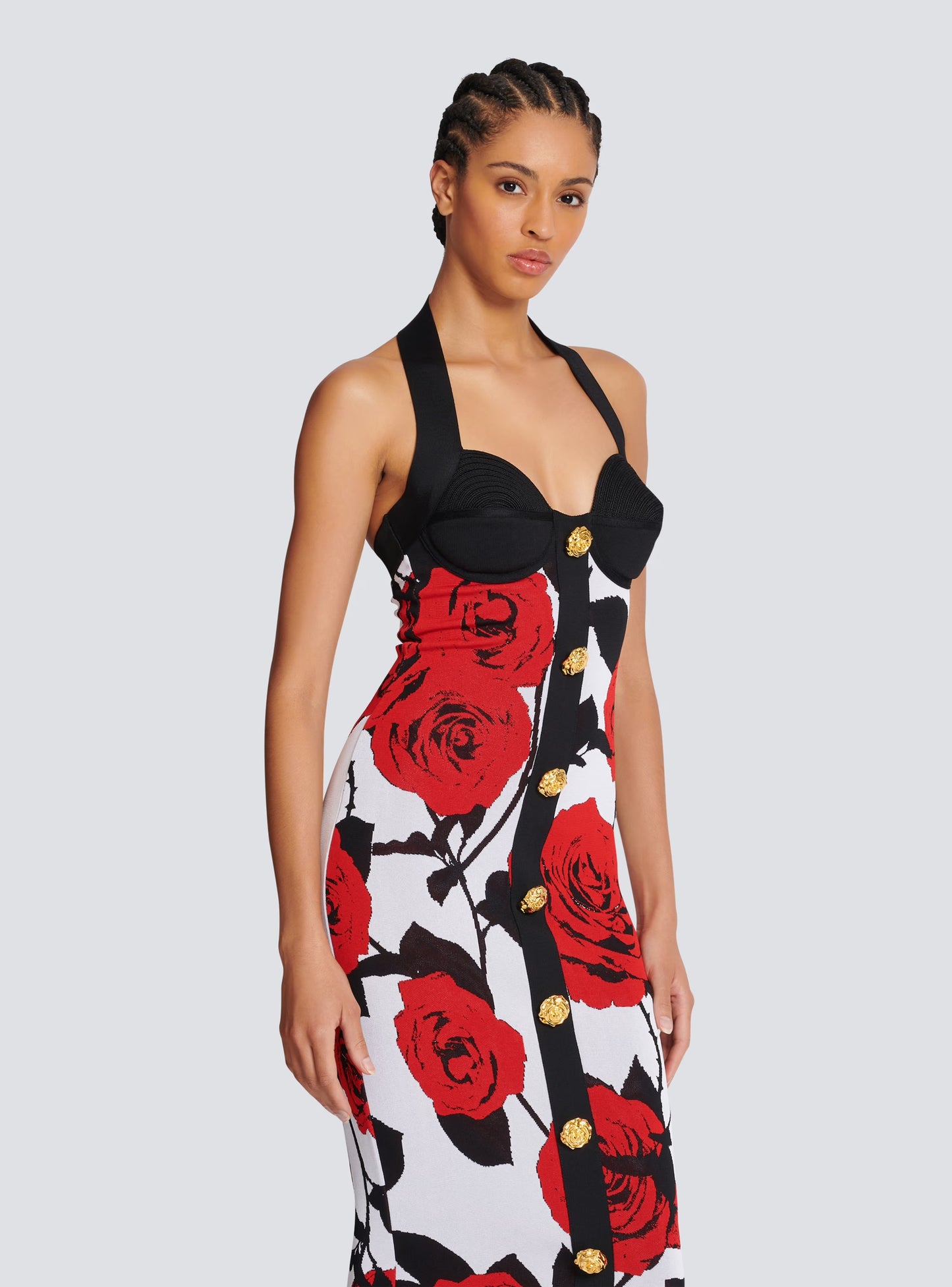 Halter Bustier Floral Midi Dress HV1348