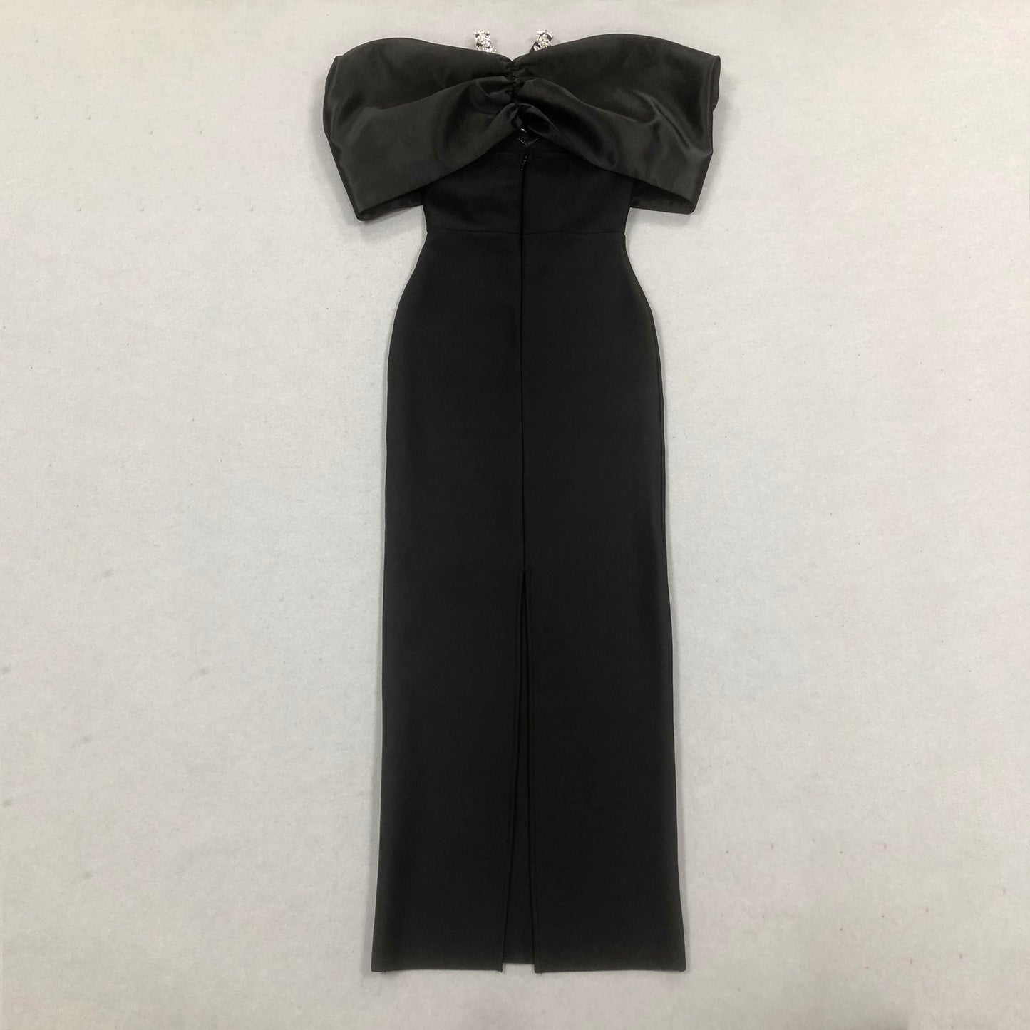 Halter Crystal Draped Bardot Maxi Dress