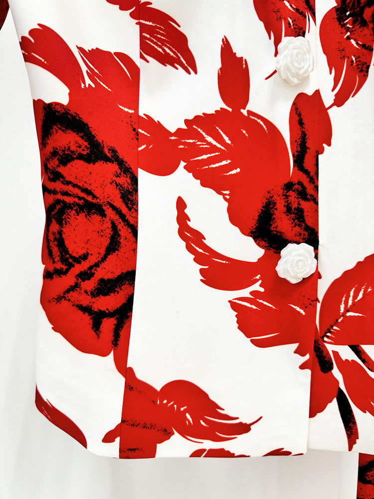 Floral Suit Red White HV1126