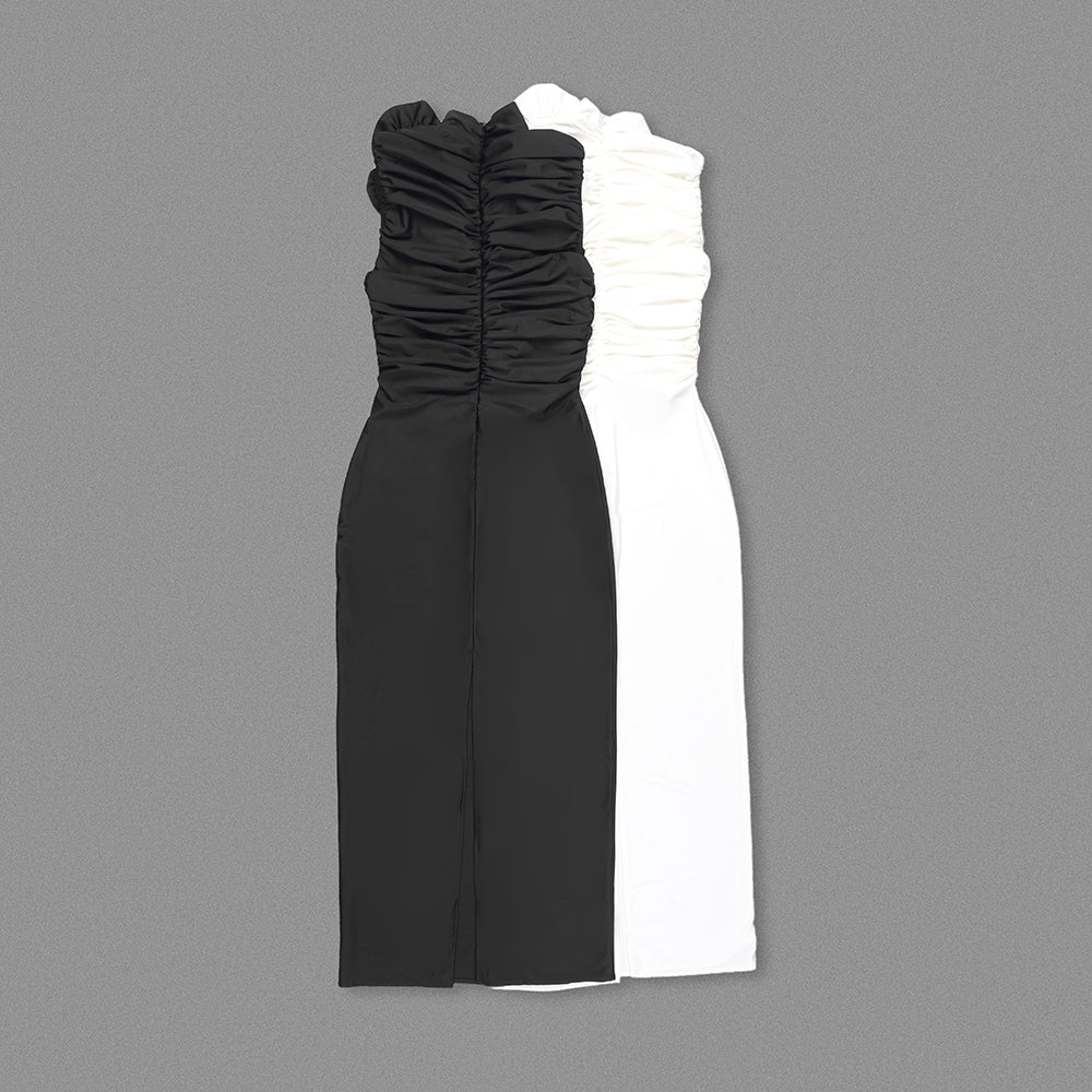 Flower Detail Ruched Midi Dress HV1443