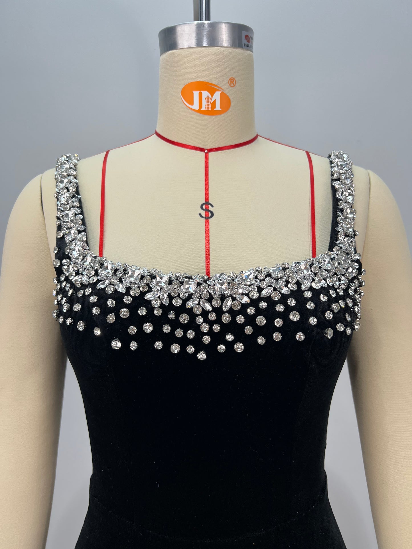 Crystal Embellished Velvet Dress Black HV2193