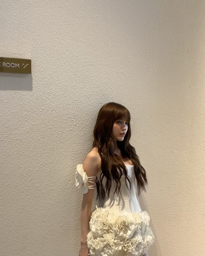 Strapless Corset Floral Ruffle Dress White HV1645