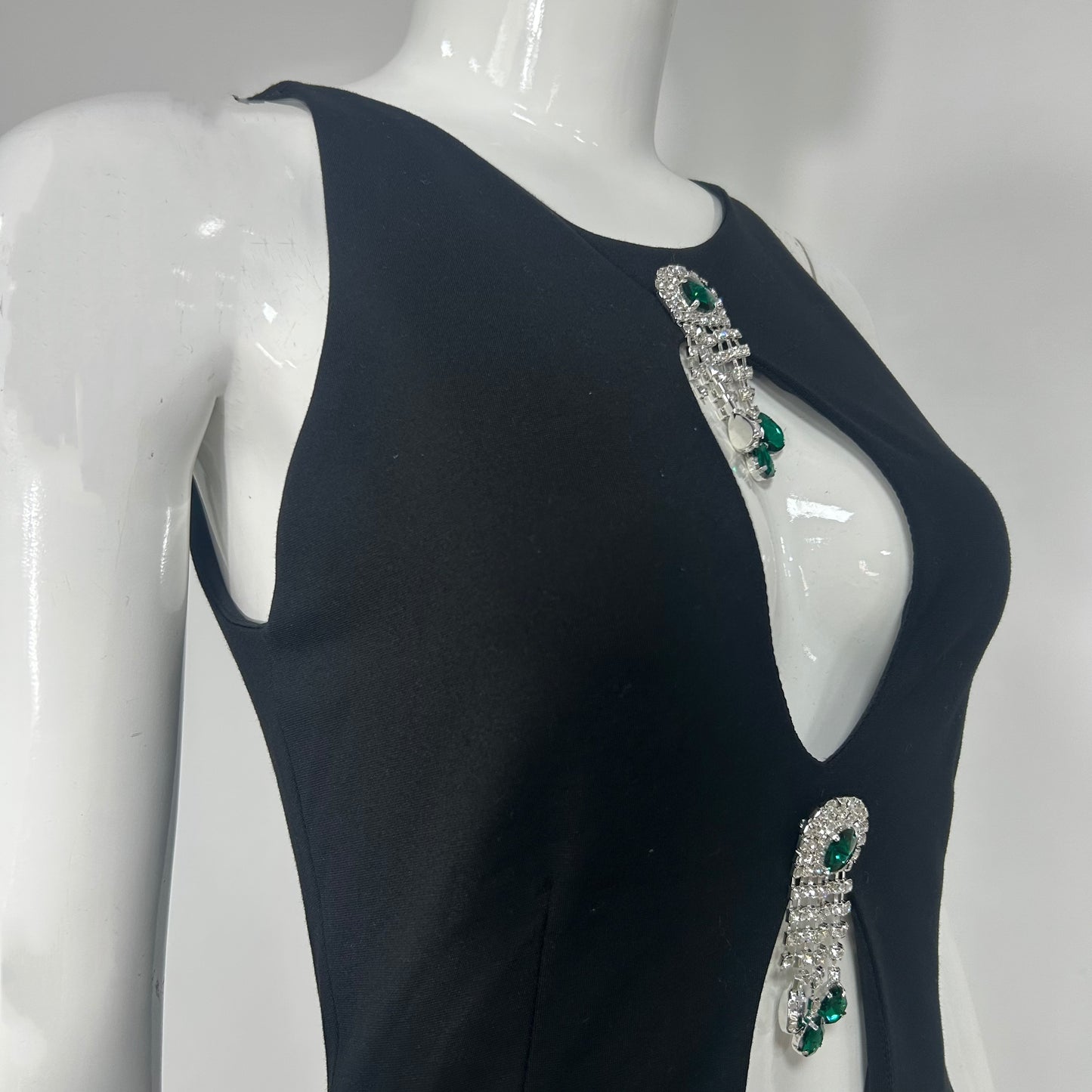 Crystal Cut Out Detail Maxi Dress Black HV2119