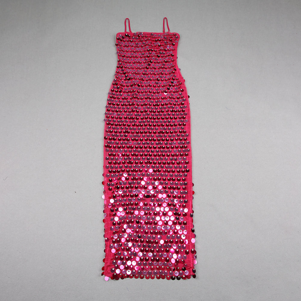 Big Sequin Maxi Dress Hot Pink HV9114