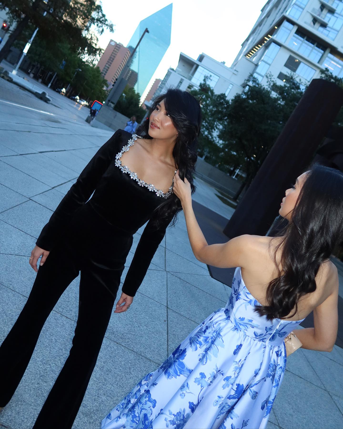 Long Sleeve Crystal Jumpsuit Black HV1093