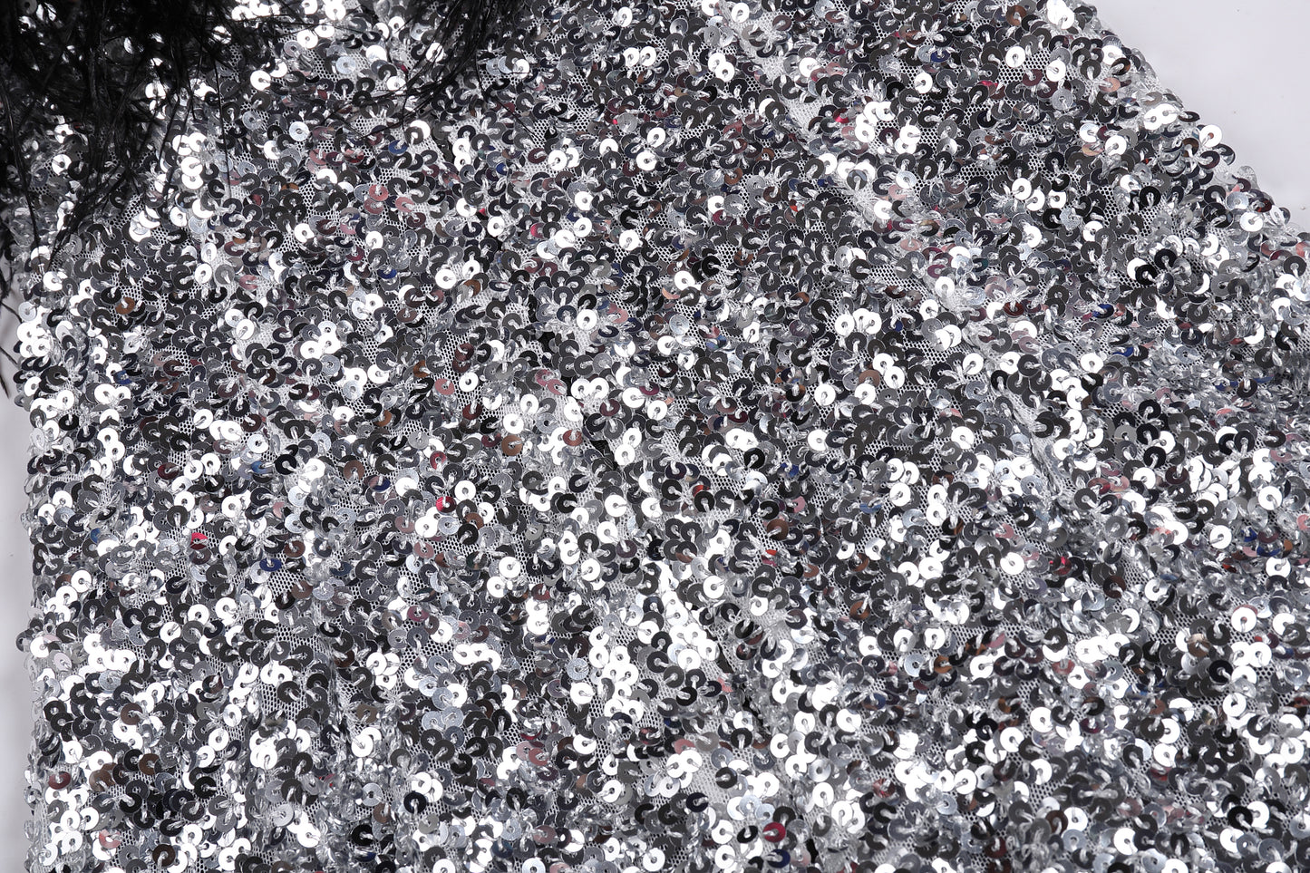 Feather Detail Sequin Midi Dress Pink White