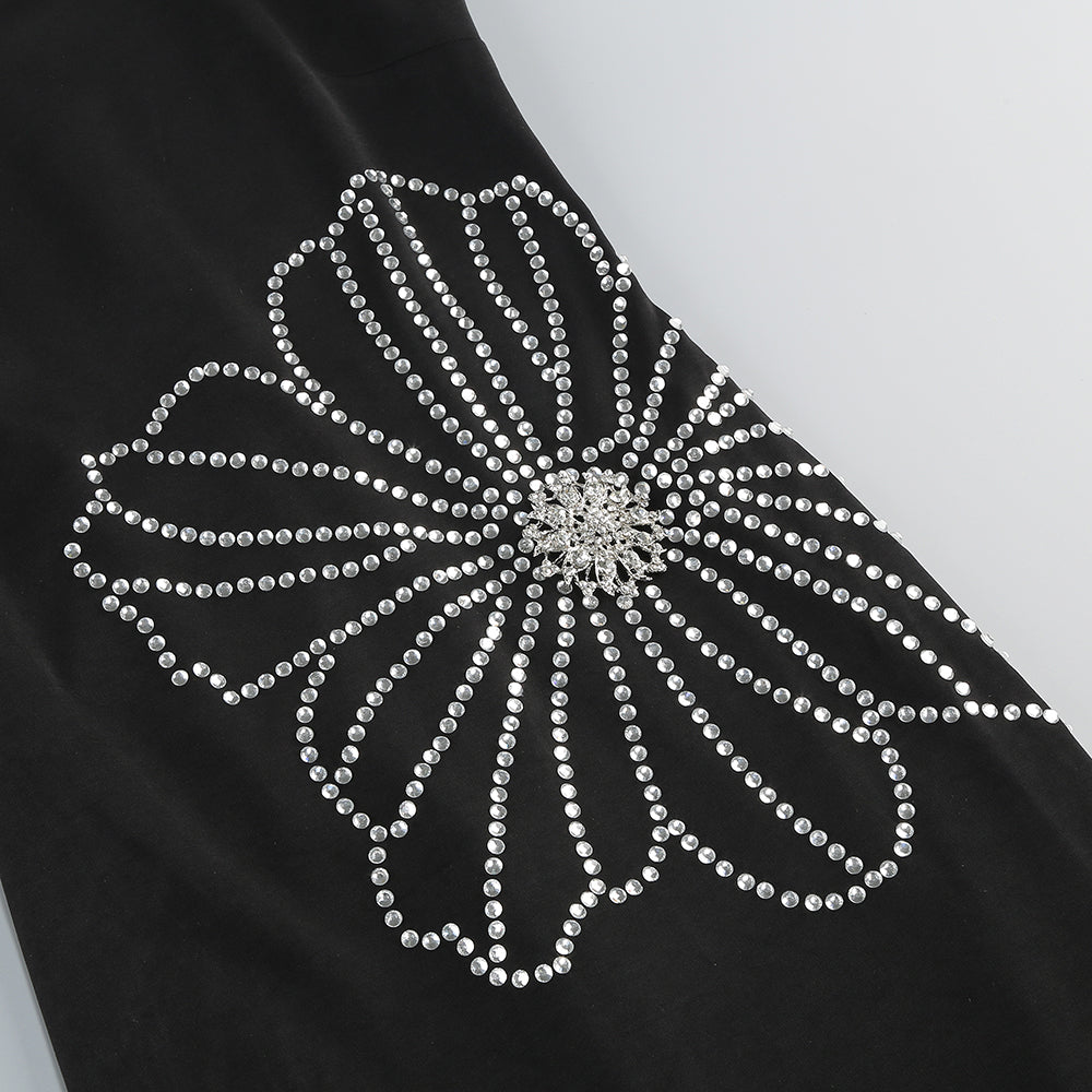 Crystal Floral Maxi Dress Black