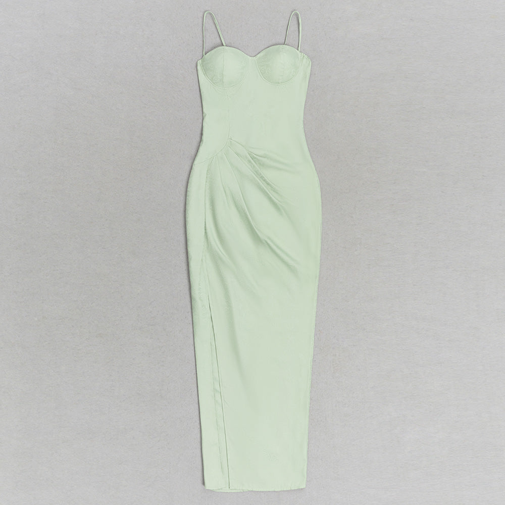 Bustier Draped Maxi Dress Green VH9809