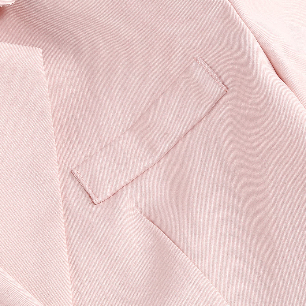 Long Sleeve Feather Two Piece Dress Pink HV1261