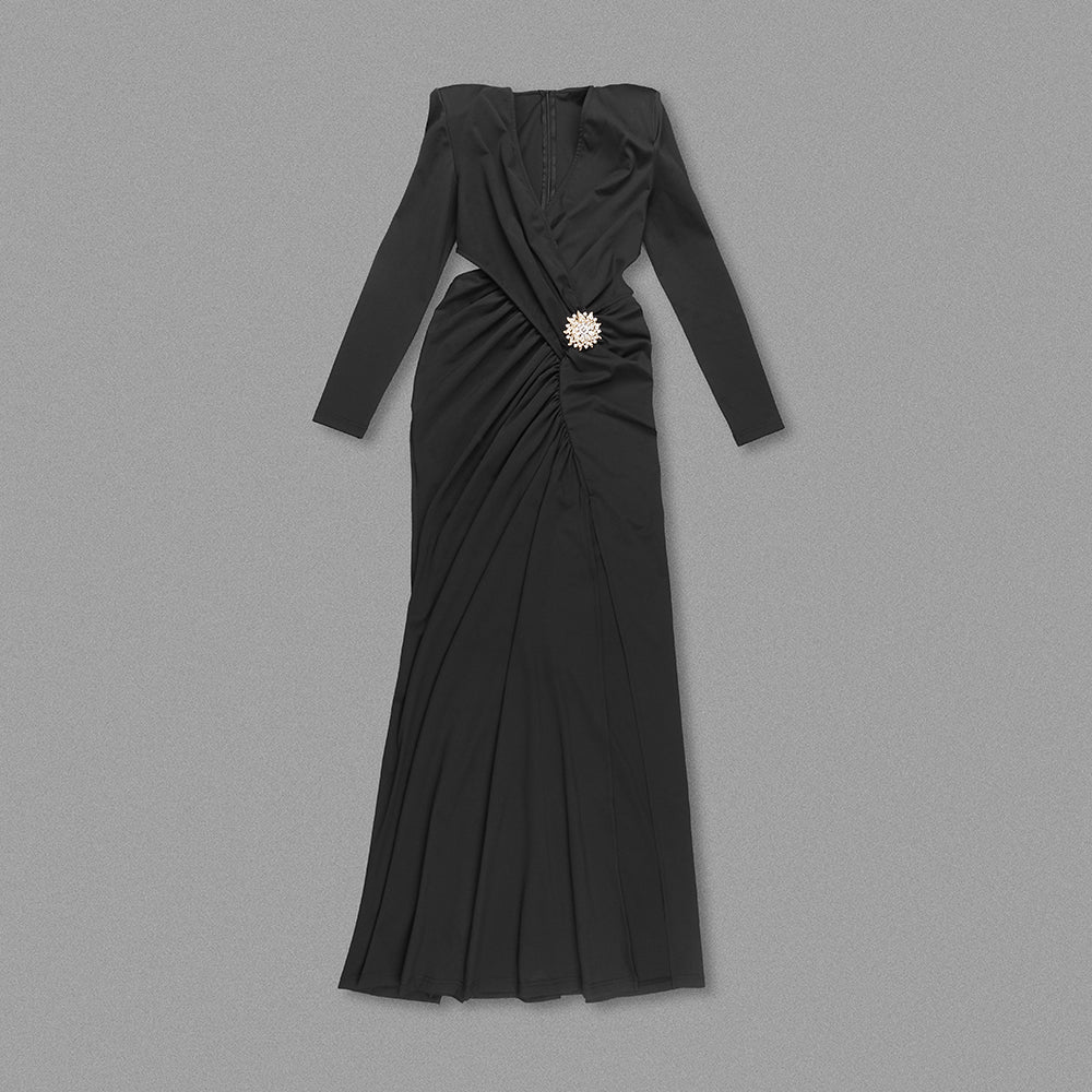 Long Sleeve Draped Maxi Dress HV9538