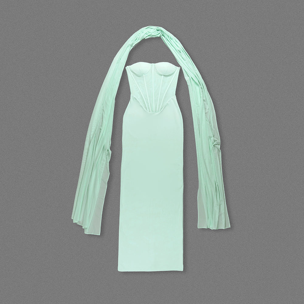 Strapless Bustier Maxi Dress Green HV2616