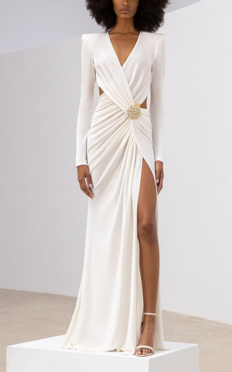 Long Sleeve Draped Maxi Dress HV9538