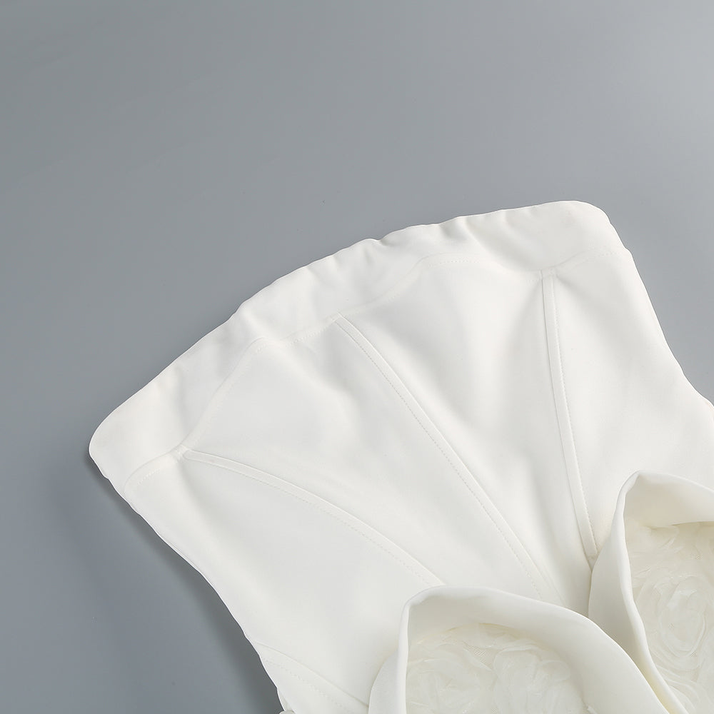 Strapless Puff Dress White