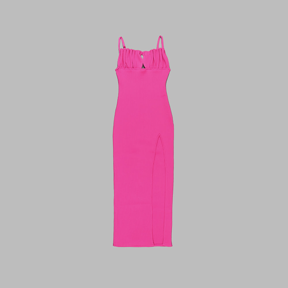 Draped Bustier Ribbed Midi Dress HV9839