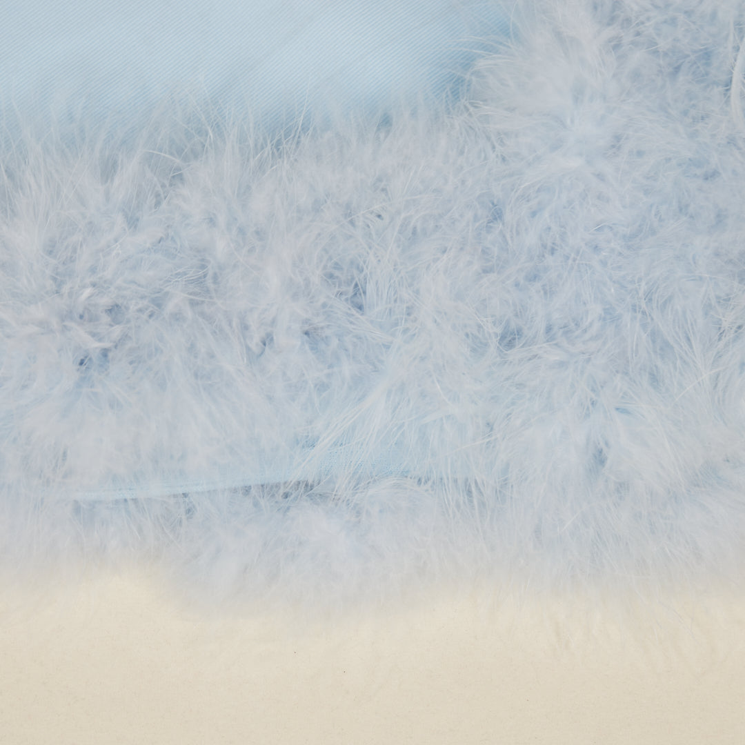 One Shoulder Feather Detail Midi Dress Blue