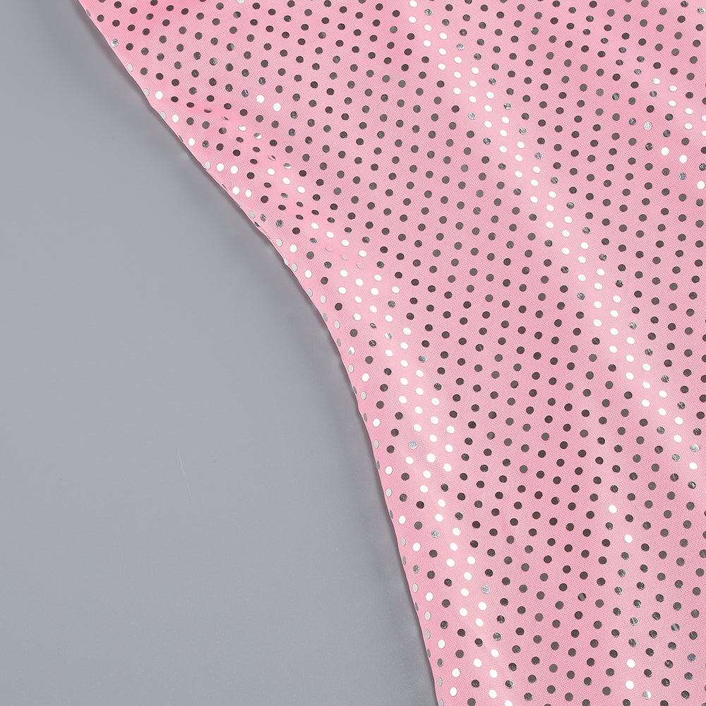 Silver Polka Dot Bustier Maxi Dress Pink HV1746