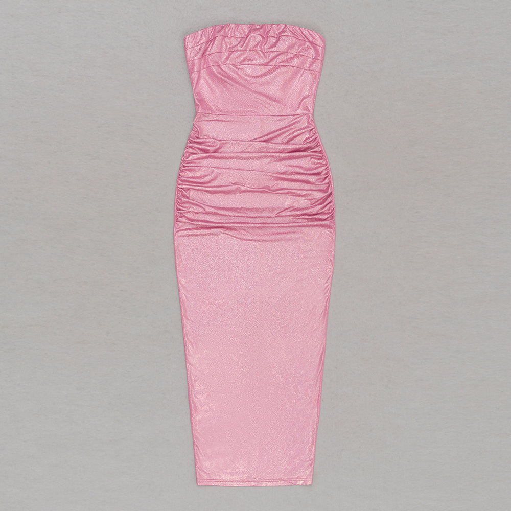 Sparkly Strapless Draped Maxi Dress HV9419