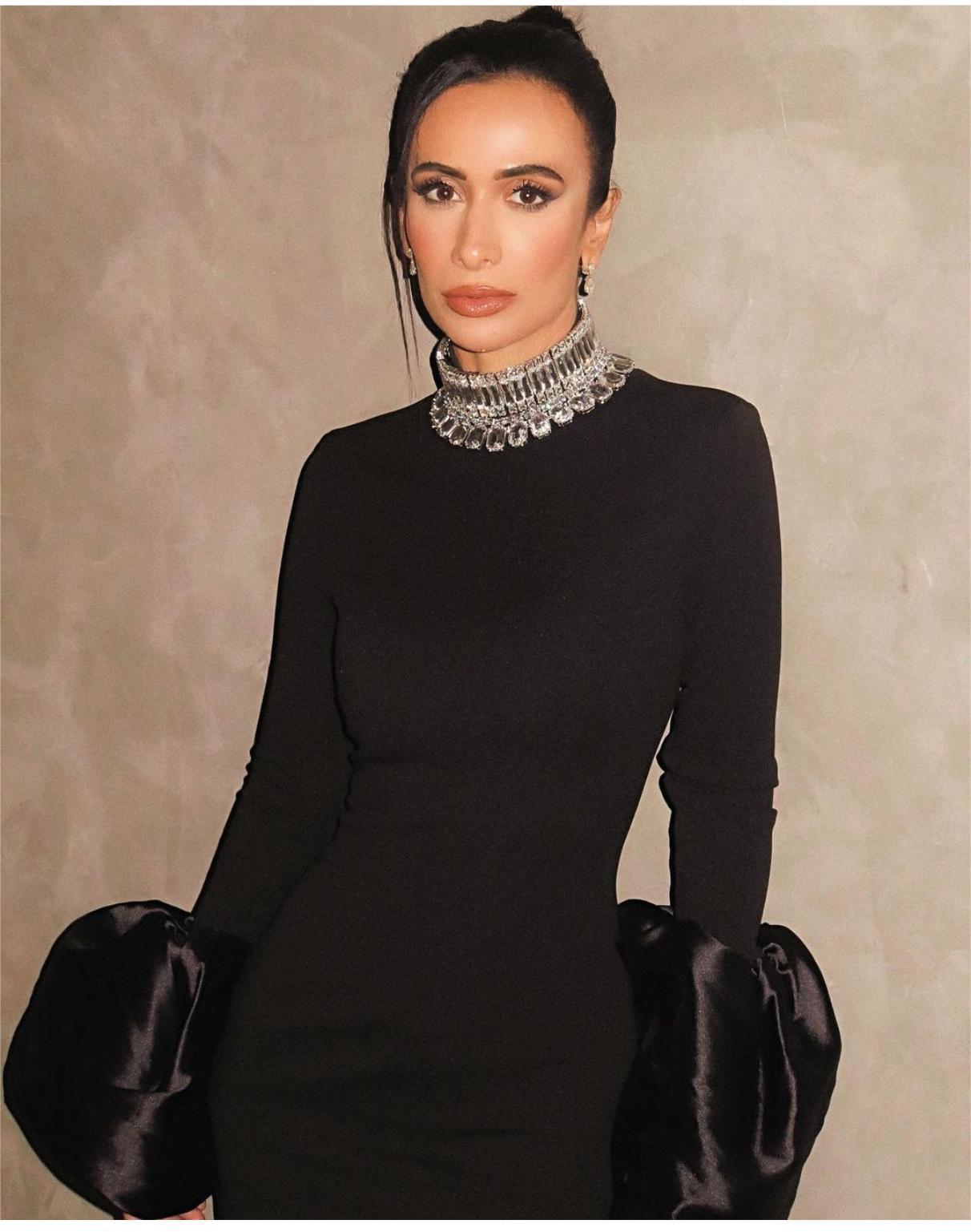Puff Sleeve Maxi Dress Black HV1064