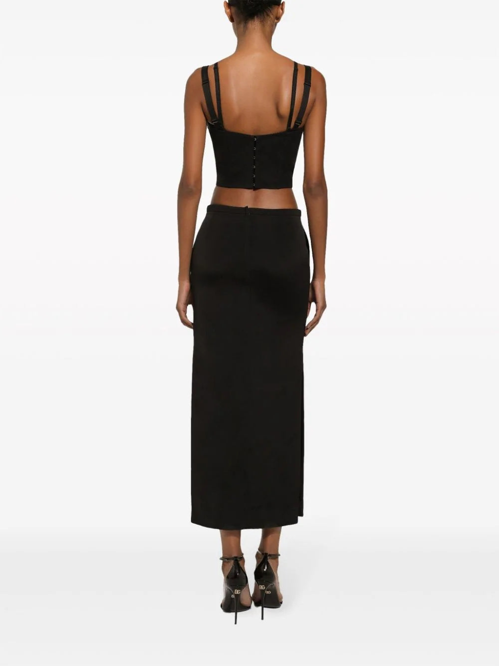 Crystal Bustier Two Piece Maxi Dress Black HV1426