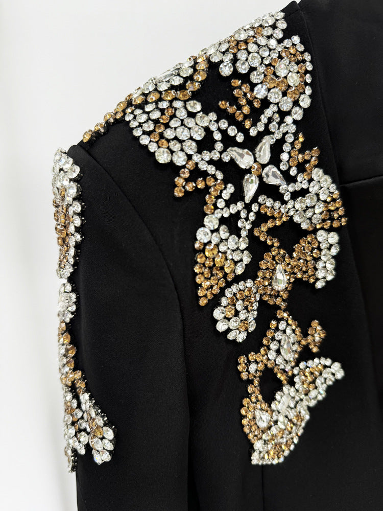 Crystal Floral Long Sleeve Suit Black HV1484