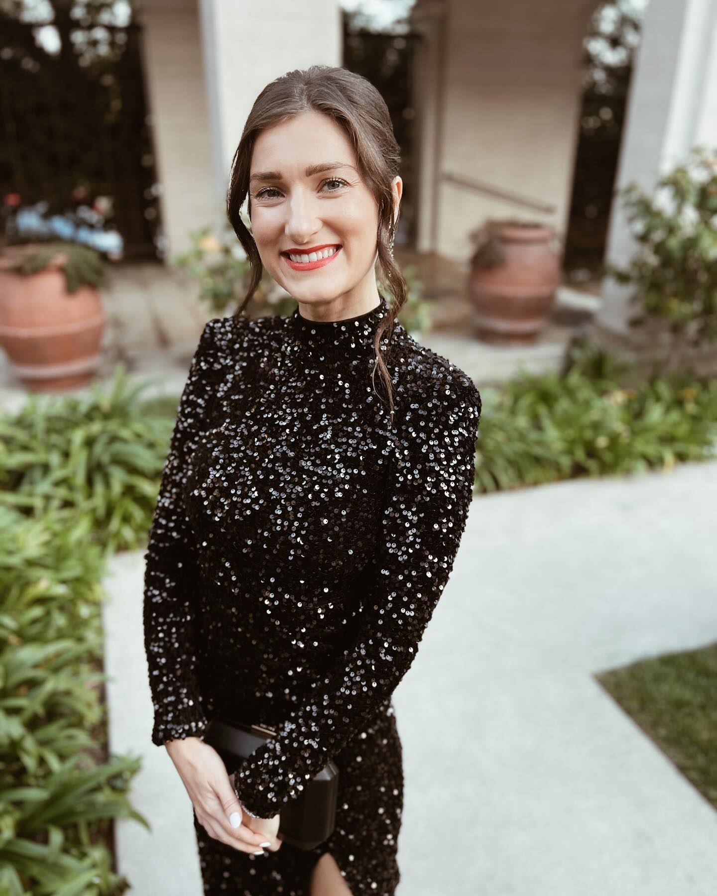 Long Sleeve Sequin Backless Maxi Dress Black HV1177