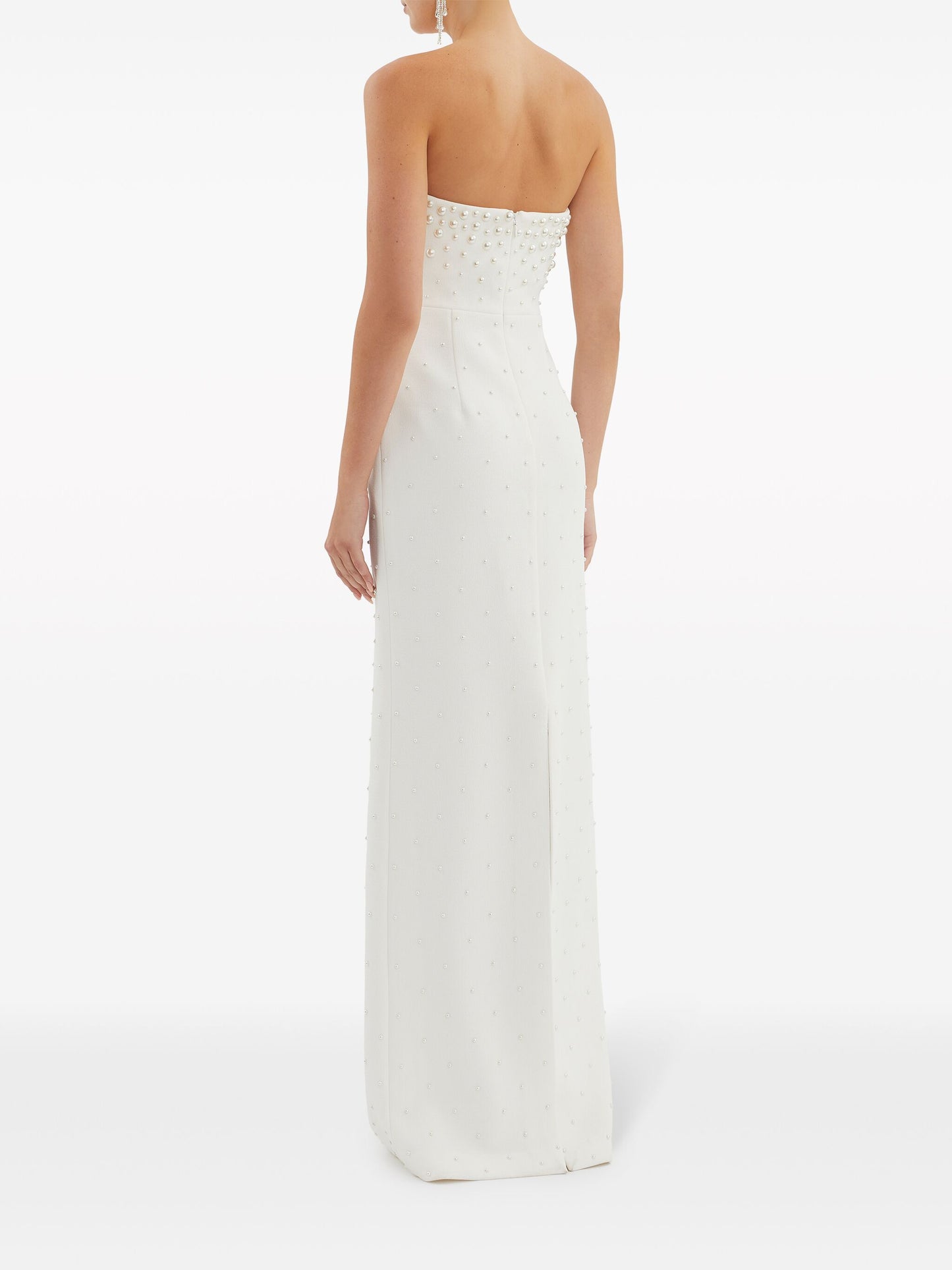Strapless Pearl Maxi Dress White HV1774