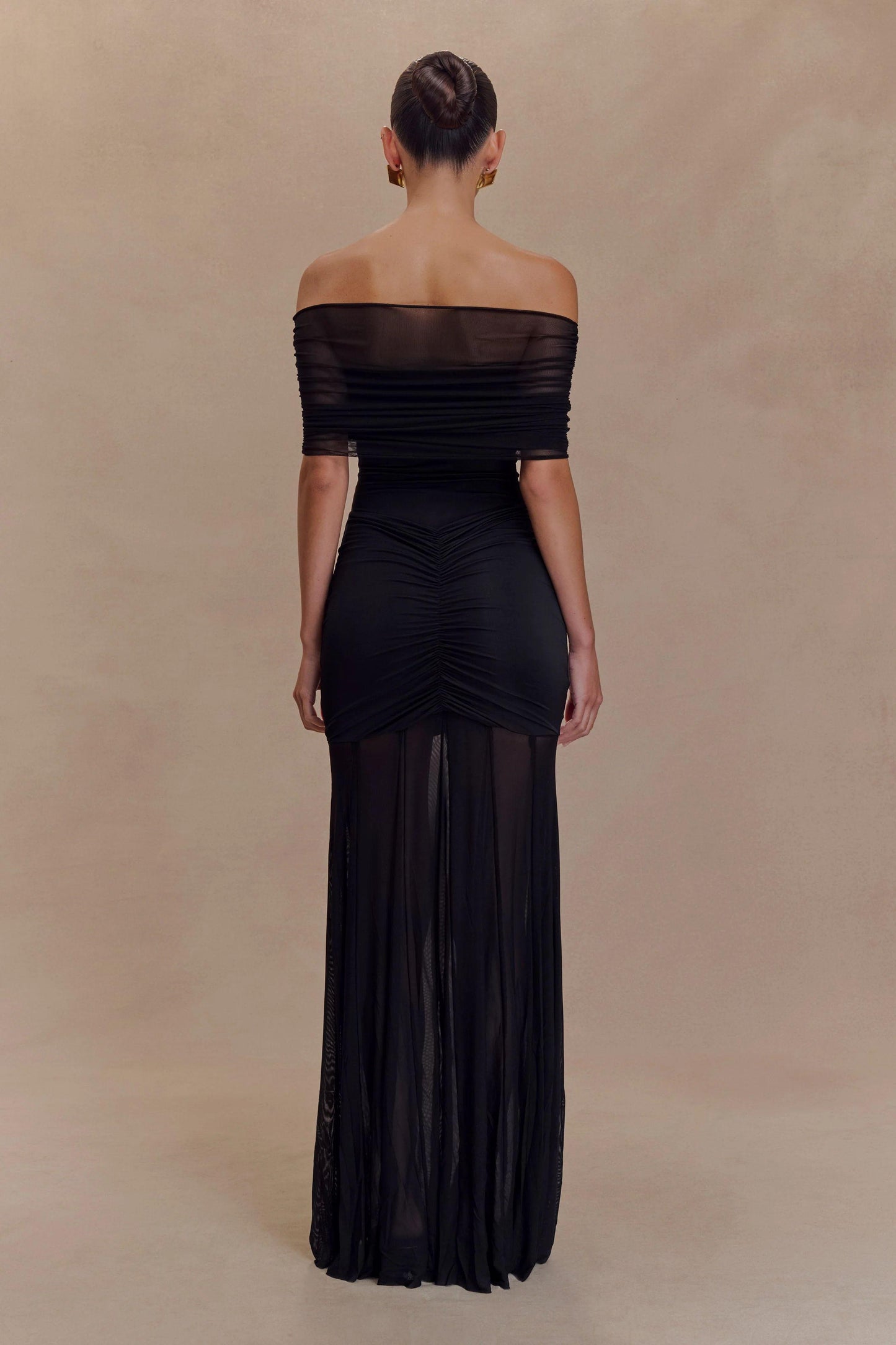 Bardot Ruched Maxi Dress Ivory HV2140