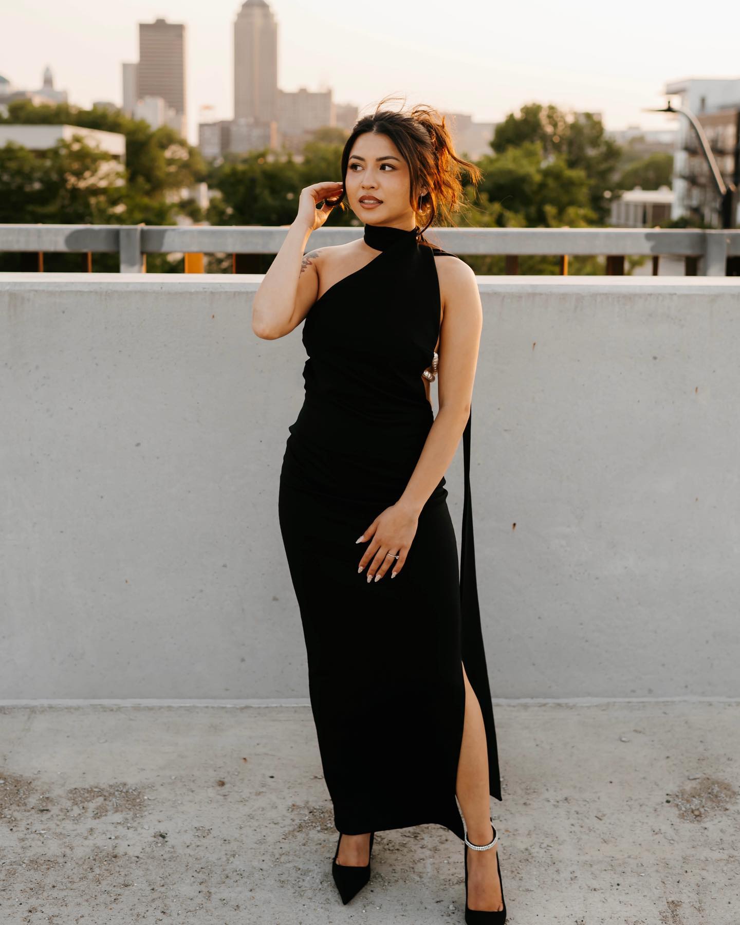 Halter Draped Maxi Dress Black HV1534
